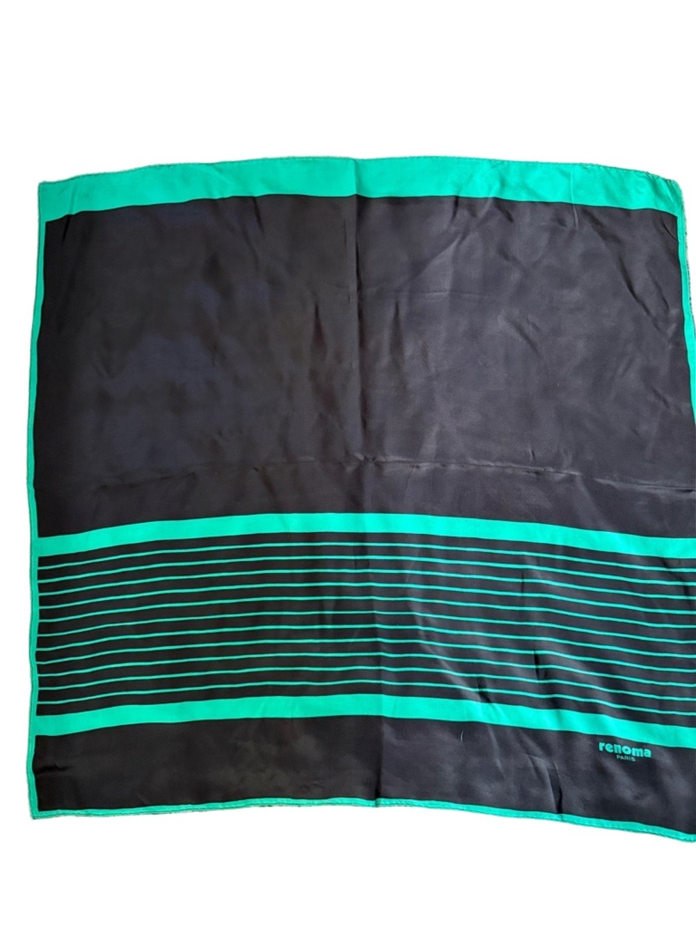 Black and Teal Striped Silk Scarf